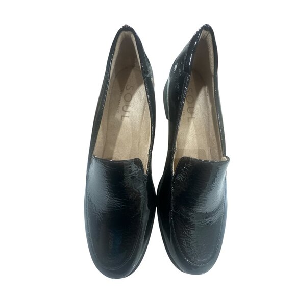 Soul Womens Black Textured Patent Loafers Size 8.5M - Picture 2 of 6